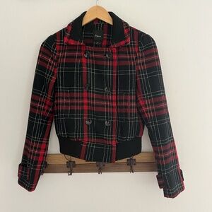 Express Jacket XS Plaid Red and Black Wool Blend